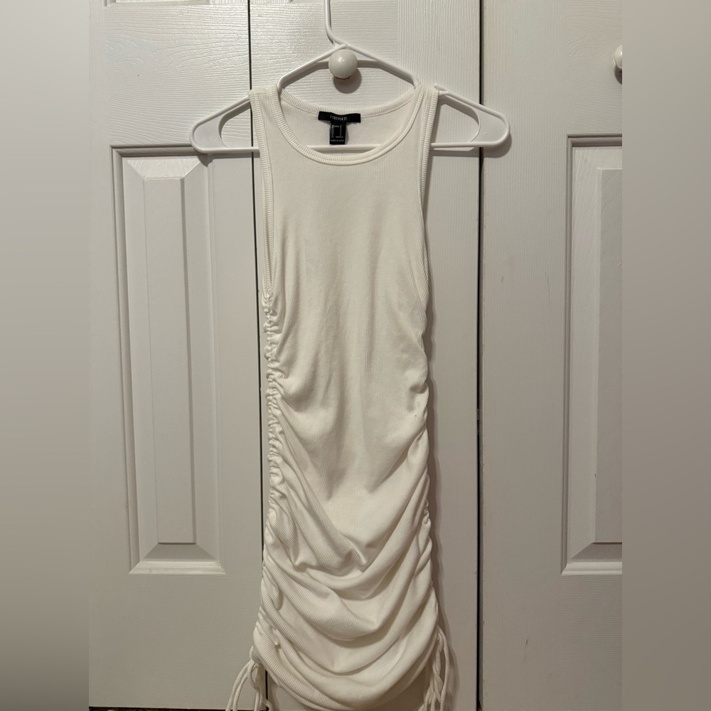 Forever 21 White Ruched Bodycon Dress